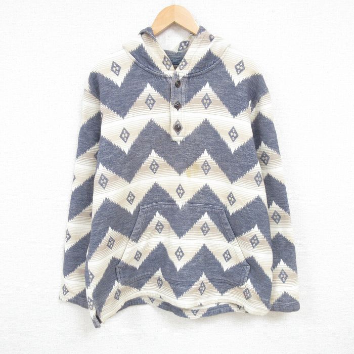 XL★古着 ペンドルトン PENDLETON 長袖 スウェット パーカー メンズ 00年代 00s ラグ柄 総柄 コットン 薄茶他 ブラウン 25feb14 中古 スエット トレーナー トップス