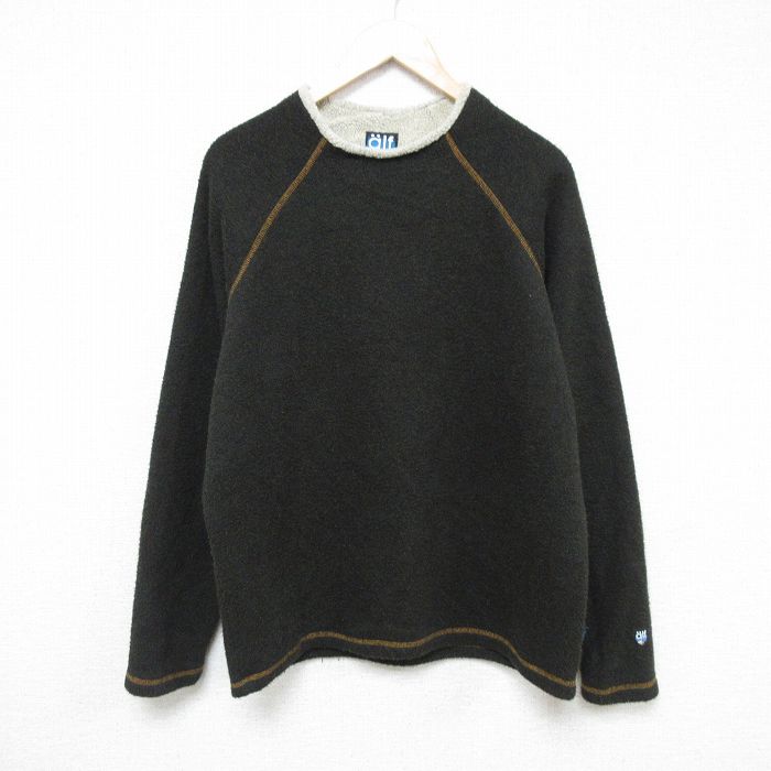 L★古着 alf 長袖 トップス メンズ 90年代 90s 表起毛 ラグラン クルーネック カナダ製 濃緑 グリーン 霜降り 25feb14 中古 スエット トレーナー