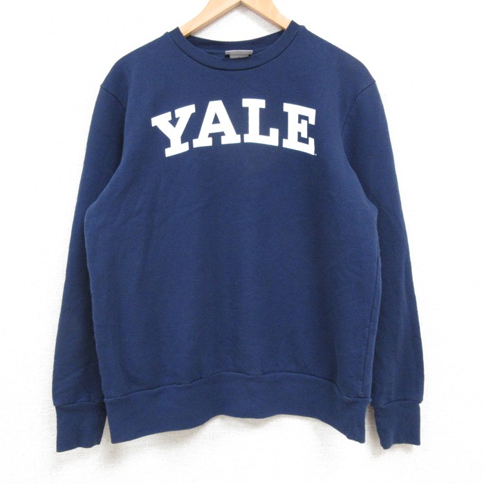 M★古着 長袖 スウェット メンズ YALE イエール クルーネック 紺 ネイビー 25feb15 中古 スエット トレーナー トップス