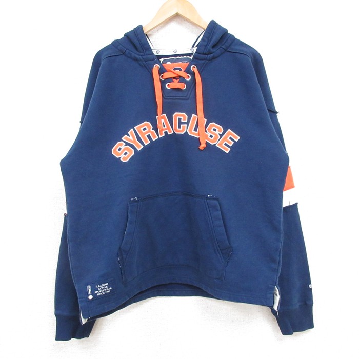 L★古着 長袖 スウェット パーカー メンズ シラキュース Vネック 紺 ネイビー 25feb15 中古 スエット トレーナー トップス