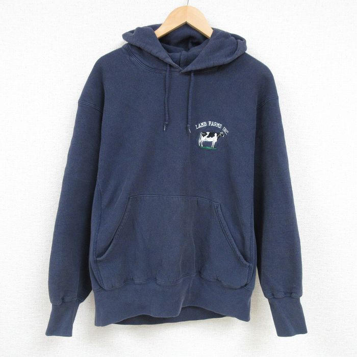 XL★古着 リー Lee 長袖 スウェット パーカー メンズ 00年代 00s ウシ 紺 ネイビー 25feb17 中古 スエット トレーナー トップス