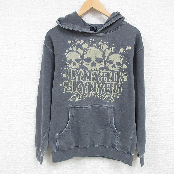 L★古着 長袖 ロック バンド スウェット パーカー メンズ レーナードスキナード レイナードスキナード グレー 霜降り 【spe】 25feb17 中古 スエット トレーナー トップス