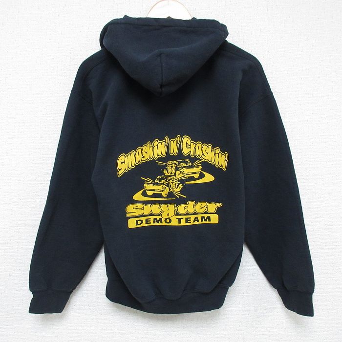 S★古着 長袖 スウェット パーカー メンズ 00年代 00s 車 黒 ブラック 25feb17 中古 スエット トレーナー トップス