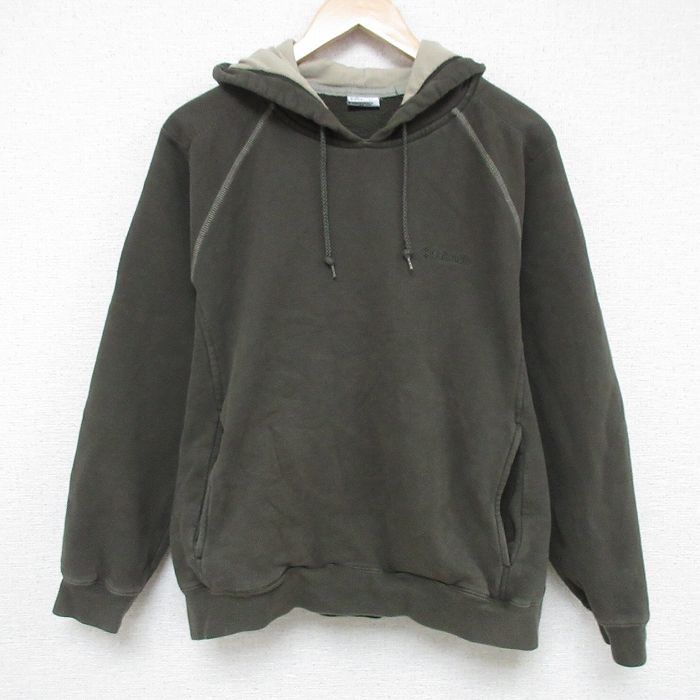 L★古着 コロンビア COLUMBIA Columbia 長袖 スウェット パーカー メンズ 00年代 00s ワンポイントロゴ ラグラン 濃緑 グリーン 25feb17 中古 スエット トレーナー トップス