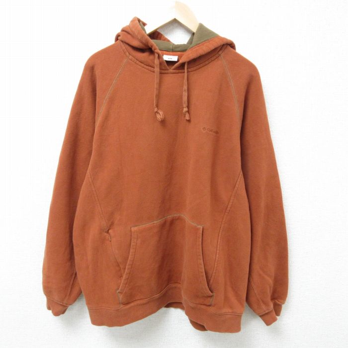 XL★古着 コロンビア COLUMBIA Columbia 長袖 スウェット パーカー メンズ 00年代 00s ワンポイントロゴ 大きいサイズ ラグラン 茶 ブラウン 25feb18 中古 スエット トレーナー トップス