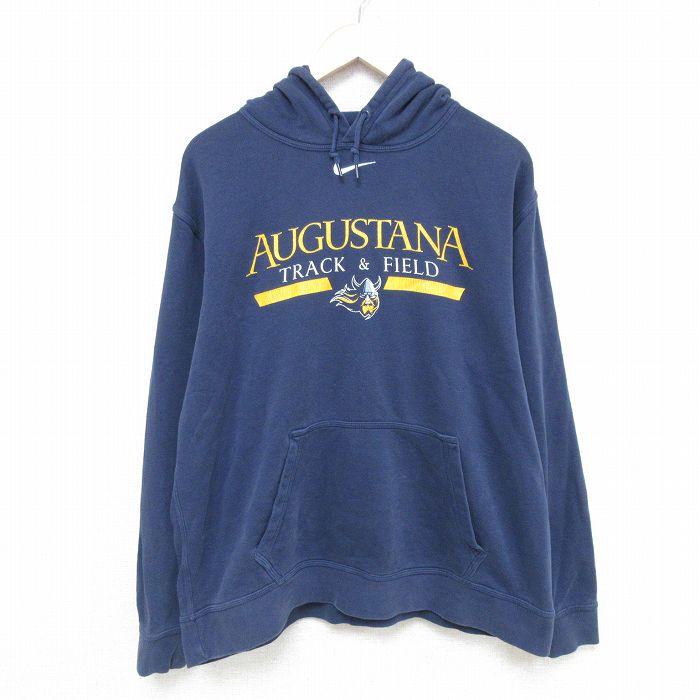 【50%OFF】XL★古着 ナイキ NIKE 長袖 スウェット パーカー メンズ 00年代 00s オーガスターナ 紺 ネイビー 25feb18 中古 スエット トレーナー トップス