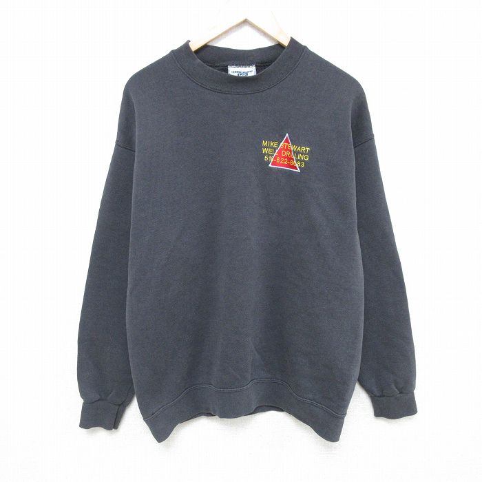 L★古着 リー Lee 長袖 スウェット メンズ 00年代 00s MIKE STEWART クルーネック 黒 ブラック 25feb18 中古 スエット トレーナー トップス
