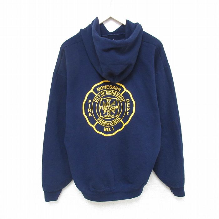 L★古着 ジャージーズ 長袖 スウェット パーカー メンズ 00年代 00s ペンシルベニア 消防署 紺 ネイビー 25feb18 中古 スエット トレーナー トップス