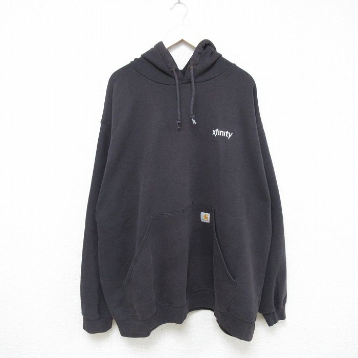 XL★古着 カーハート Carhartt 長袖 スウェット パーカー メンズ Xfinity 大きいサイズ 黒 ブラック 【spe】 25feb18 中古 スエット トレーナー トップス
