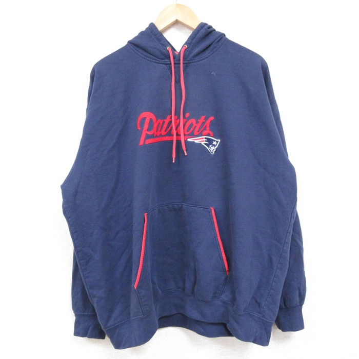 XL★古着 長袖 スウェット パーカー メンズ 00年代 00s NFL ニューイングランドペイトリオッツ 大きいサイズ 紺 ネイビー アメフト スーパーボウル 25feb19 中古 スエット トレーナー トップス