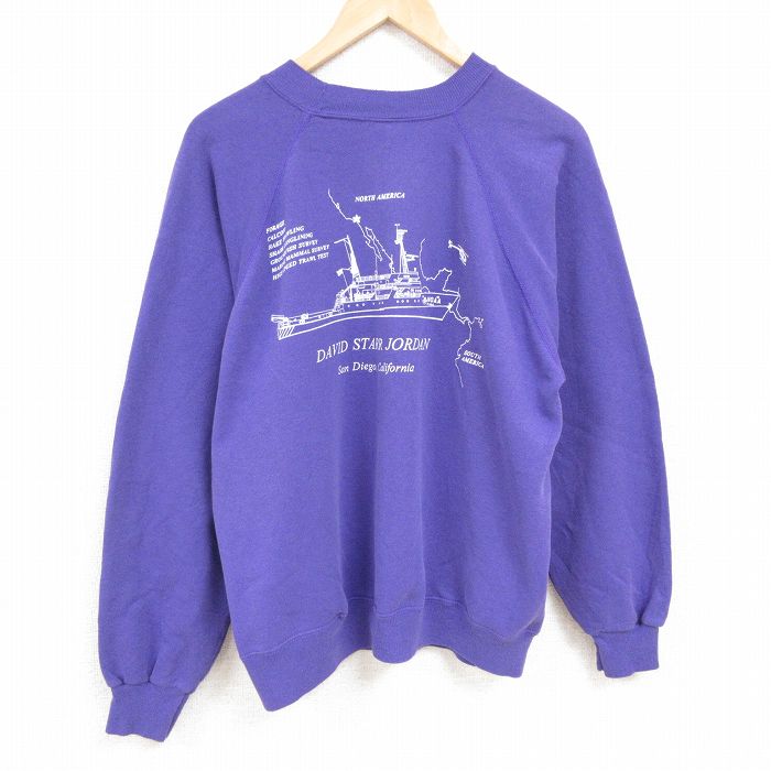XL★古着 ヘインズ Hanes 長袖 スウェット メンズ 00年代 00s デイビッドスタージョーダン ラグラン クルーネック 紫 パープル 25feb19 中古 スエット トレーナー トップス