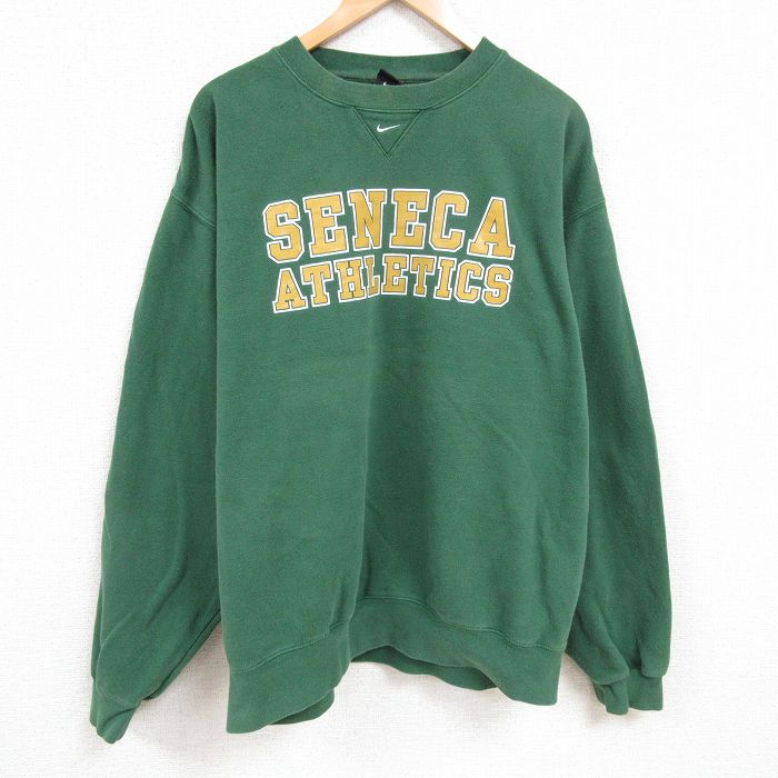 XL★古着 ナイキ NIKE 長袖 スウェット メンズ 00年代 00s セネカ 大きいサイズ クルーネック 緑 グリーン 25feb19 中古 スエット トレーナー トップス