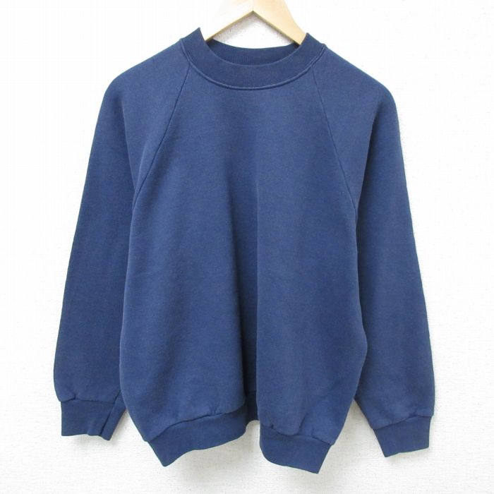 L★古着 フルーツオブザルーム 長袖 スウェット メンズ 00年代 00s 無地 ラグラン クルーネック 紺 ネイビー 25feb19 中古 スエット トレーナー トップス