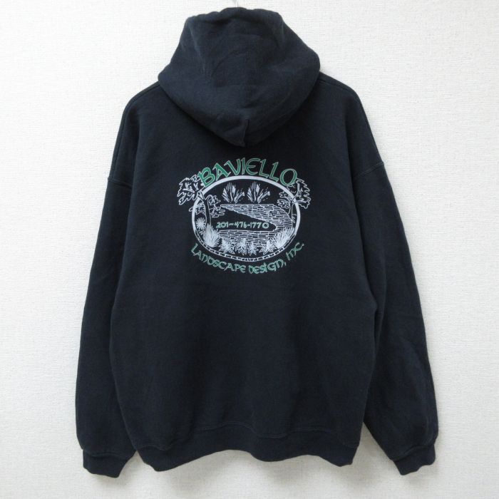 XL★古着 フルーツオブザルーム 長袖 スウェット パーカー メンズ BAVIELLO 大きいサイズ 黒 ブラック 25feb26 中古 スエット トレーナー トップス