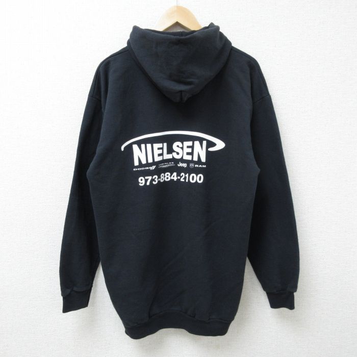 【20%OFF】L★古着 長袖 スウェット パーカー メンズ 00年代 00s NIELSEN 黒 ブラック 25feb26 中古 スエット トレーナー トップス