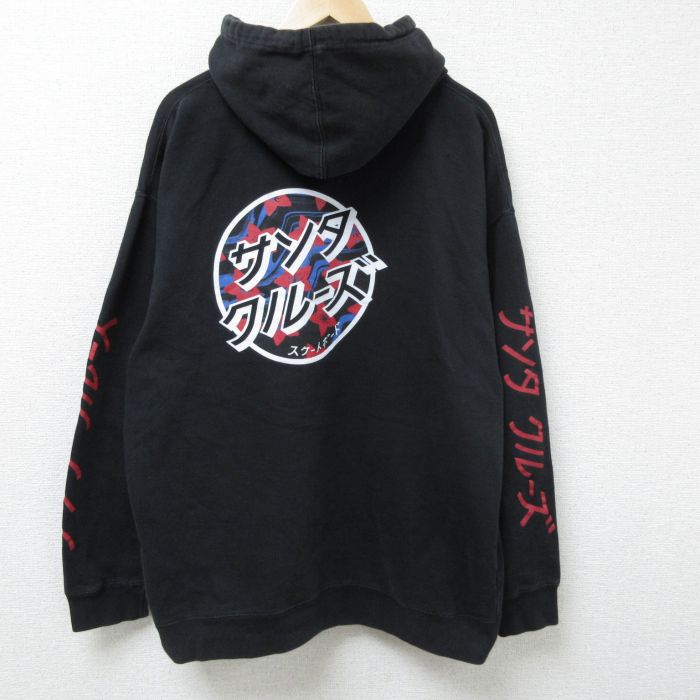 【50%OFF】XL★古着 サンタクルーズ 長袖 スウェット パーカー メンズ 00年代 00s 大きいサイズ 黒 ブラック 25feb26 中古 スエット トレーナー トップス