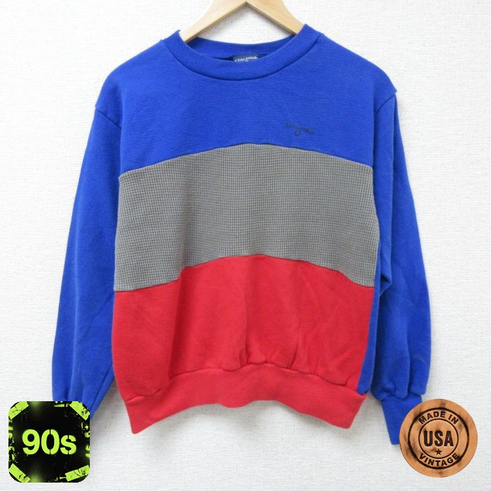 スポルディング 90s 長袖スウェット ワンポイントロゴ ブルー S | 古着