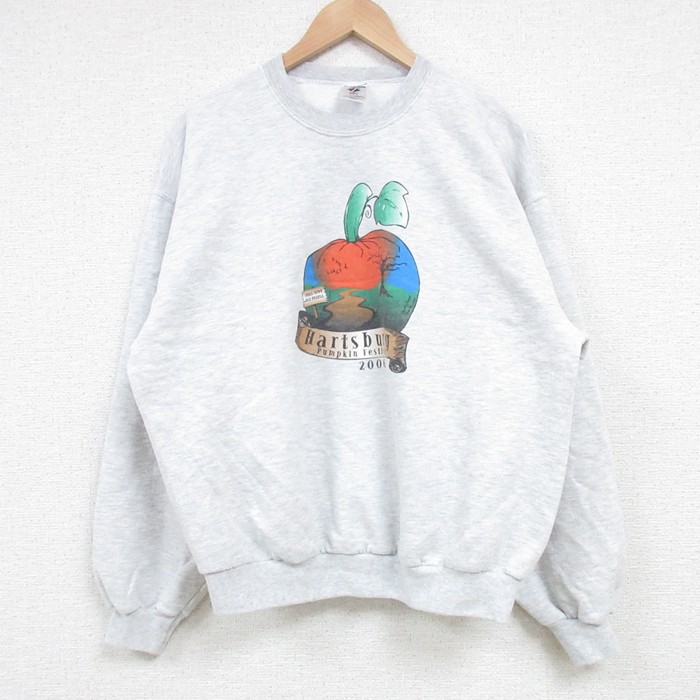 【50%OFF】L★古着 ジャージーズ 長袖 スウェット メンズ 00年代 00s Hartsburg クルーネック 薄グレー 霜降り 25feb20 中古 スエット トレーナー トップス