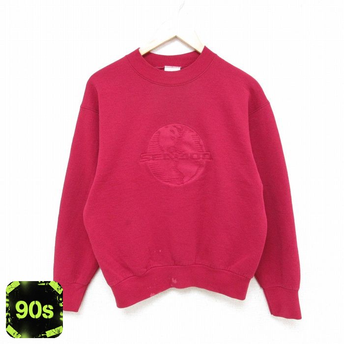 90s 長袖スウェット 地球 レッド M | 古着