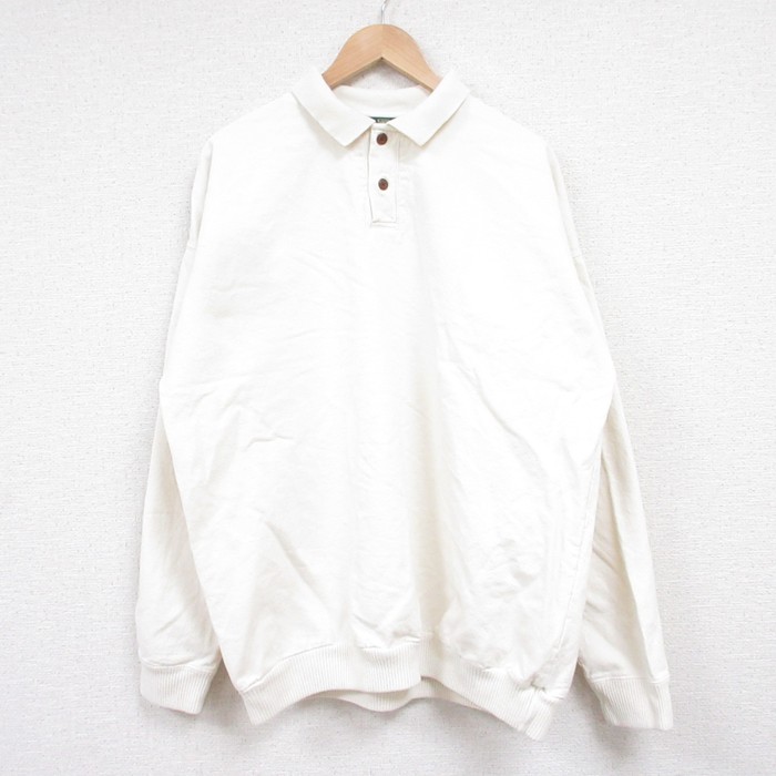 XL★古着 オービス ORVIS 長袖 トップス メンズ 90年代 90s 無地 コットン 襟付き 生成り 25feb21 中古 スエット トレーナー