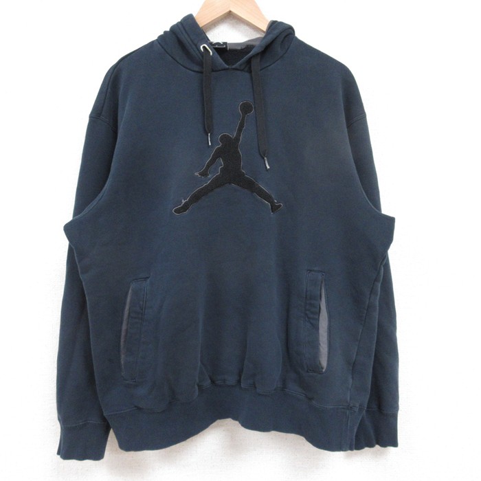 【20%OFF】L★古着 長袖 スウェット パーカー メンズ 00年代 00s マイケルジョーダン エアジョーダン 黒 ブラック 25feb21 中古 スエット トレーナー トップス