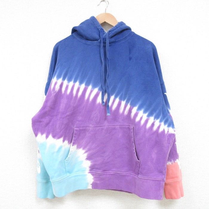 L★古着 長袖 スウェット パーカー メンズ ヤングマネー コットン 紺他 ネイビー タイダイ 25feb21 中古 スエット トレーナー トップス