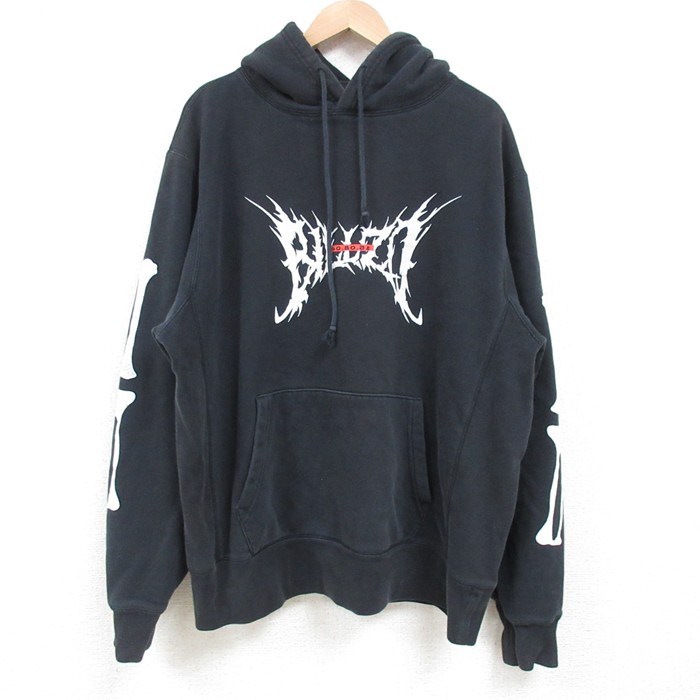 XL★古着 長袖 スウェット パーカー メンズ 黒 ブラック 25feb22 中古 スエット トレーナー トップス