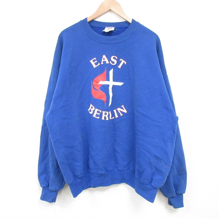 【20%OFF】XL★古着 ジャージーズ 長袖 スウェット メンズ 00年代 00s ベルリン 大きいサイズ クルーネック 青 ブルー 25feb22 中古 スエット トレーナー トップス