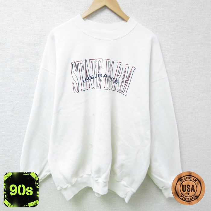 チャンピオン 90s 長袖スウェット ステートファーム ホワイト XL | 古着