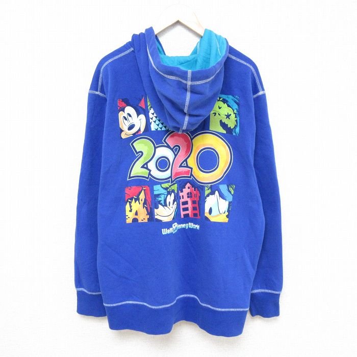 XL★古着 長袖 フルジップ スウェット パーカー メンズ 00年代 00s ディズニー DISNEY ミッキー MICKEY MOUSE 大きいサイズ 青 ブルー 25feb25 中古 スエット トレーナー トップス