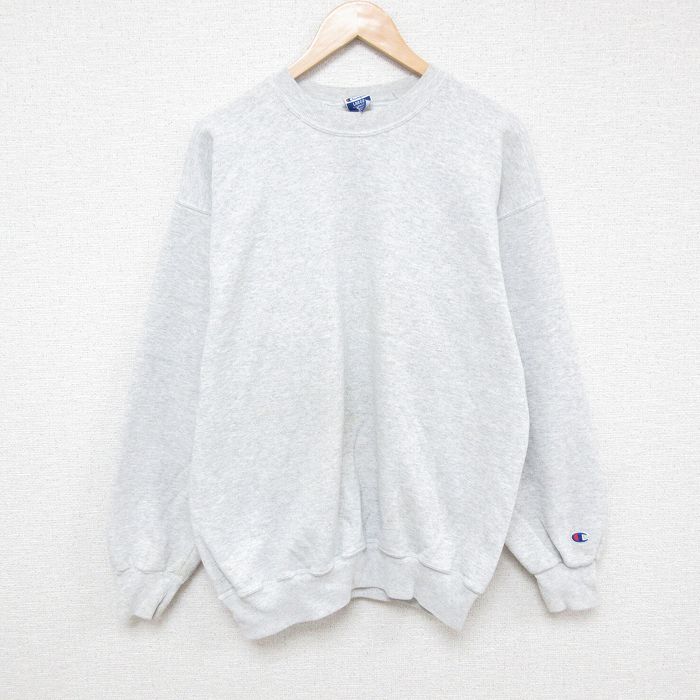 L★古着 チャンピオン Champion 長袖 スウェット メンズ 90年代 90s 無地 クルーネック グレー 霜降り 25feb25 中古 スエット トレーナー トップス