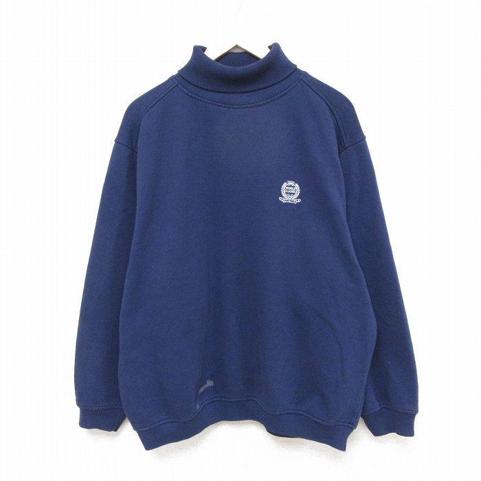 XL★古着 ギャップ GAP 長袖 スウェット メンズ 90年代 90s ワールドクラシック 大きいサイズ タートルネック ハイネック 紺 ネイビー 25feb25 中古 スエット トレーナー トップス