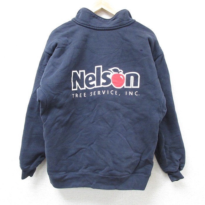 【50%OFF】M★古着 Arborwear 長袖 ハーフジップ スウェット メンズ Nelson コットン 濃紺 ネイビー 【spe】 25feb25 中古 スエット トレーナー トップス