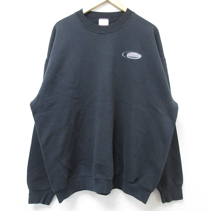 XL★古着 ウィルソン 長袖 スウェット メンズ 00年代 00s ワンポイントロゴ 大きいサイズ クルーネック 黒 ブラック 25feb25 中古 スエット トレーナー トップス