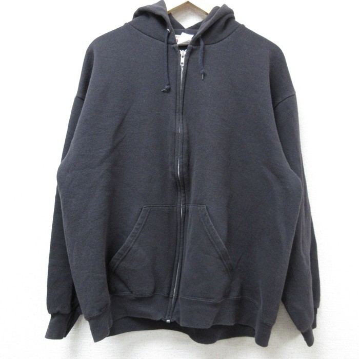 L★古着 リー Lee 長袖 フルジップ スウェット パーカー メンズ 00年代 00s 無地 黒 ブラック 25feb25 中古 スエット トレーナー トップス