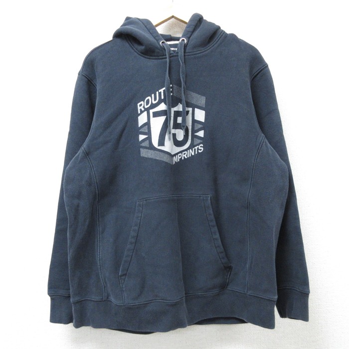 L★古着 長袖 スウェット パーカー メンズ ROUTE75 黒 ブラック 25feb25 中古 スエット トレーナー トップス