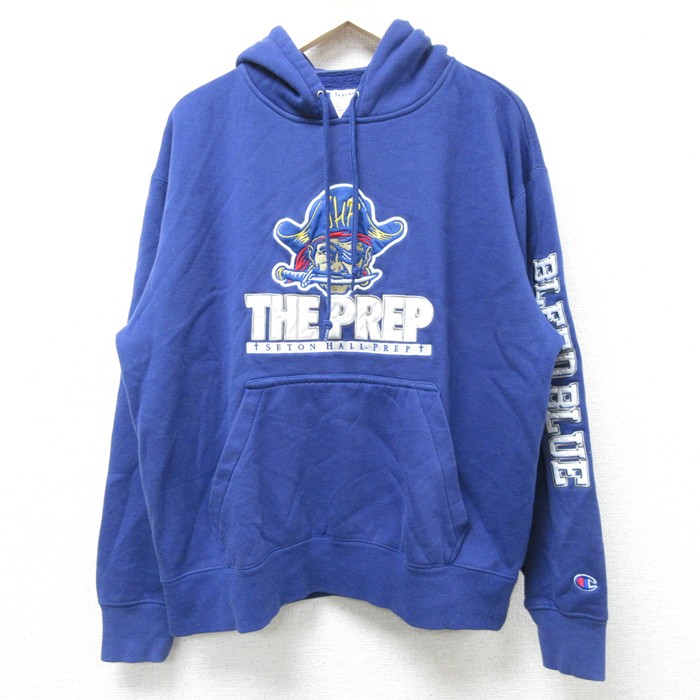 XL★古着 チャンピオン Champion 長袖 スウェット パーカー メンズ 00年代 00s THE PREP アクリル 青 ブルー 25feb25 中古 スエット トレーナー トップス