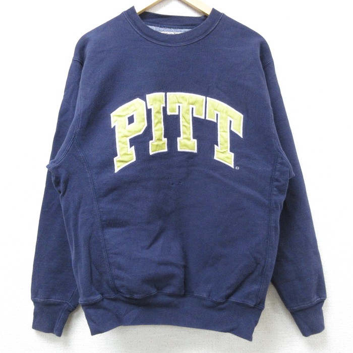 【50%OFF】S★古着 STEAVE＆BARRYS 長袖 スウェット メンズ PITT クルーネック 紺 ネイビー 25feb25 中古 スエット トレーナー トップス