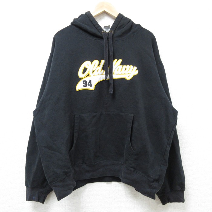 XL★古着 長袖 スウェット パーカー メンズ 00年代 00s オールドネイビー 黒 ブラック 25feb25 中古 スエット トレーナー トップス