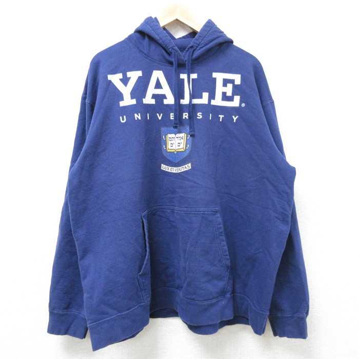 XL★古着 長袖 スウェット パーカー メンズ YALE イエール 大学 紺 ネイビー 25feb25 中古 スエット トレーナー トップス