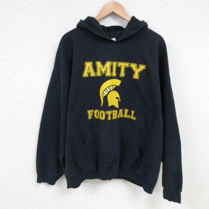 【50%OFF】XL★古着 長袖 スウェット パーカー メンズ 00年代 00s AMITY 大きいサイズ 黒 ブラック 25feb26 中古 スエット トレーナー トップス