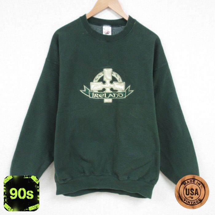 フルーツオブザルーム 90s 長袖スウェット アイルランド グリーン XL | 古着