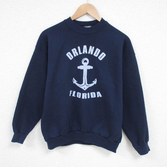 L★古着 TULTEX 長袖 スウェット メンズ 90年代 90s イカリ クルーネック 紺 ネイビー 25feb26 中古 スエット トレーナー トップス