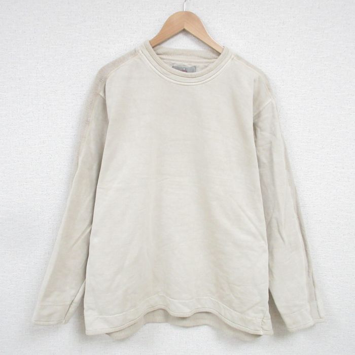 XL★古着 THE TERRITORY AHEAD 長袖 スウェット メンズ 00年代 00s 無地 大きいサイズ コットン クルーネック ベージュ カーキ 25feb26 中古 スエット トレーナー トップス