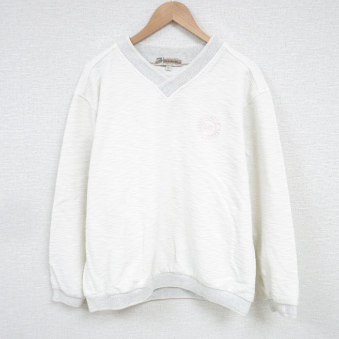 L★古着 長袖 トップス メンズ 90年代 90s UAW クルーネック USA製 白 ホワイト 25feb26 中古 スエット トレーナー
