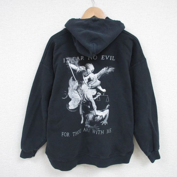 XL★古着 ヘインズ Hanes 長袖 スウェット パーカー メンズ 00年代 00s 天秤 黒 ブラック 25feb26 中古 スエット トレーナー トップス