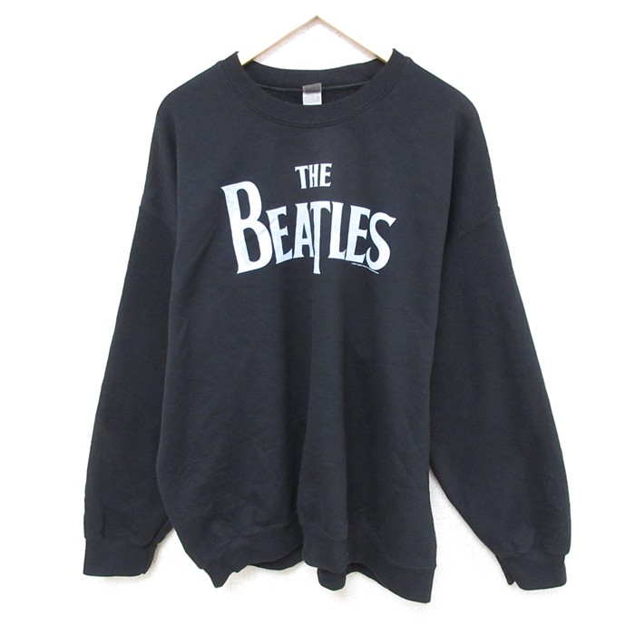 XL★古着 長袖 ロック バンド スウェット メンズ 00年代 00s ビートルズ The Beatles 大きいサイズ クルーネック 黒 ブラック 【spe】 25feb27 中古 スエット トレーナー トップス