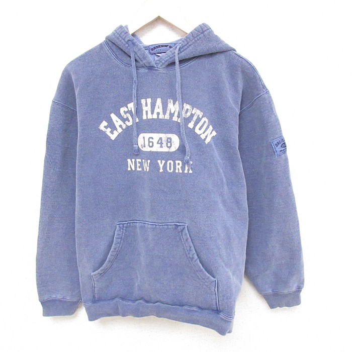 L★古着 長袖 スウェット パーカー メンズ 00年代 00s ニューヨーク USA製 薄紺 ネイビー 霜降り 25feb27 中古 スエット トレーナー トップス