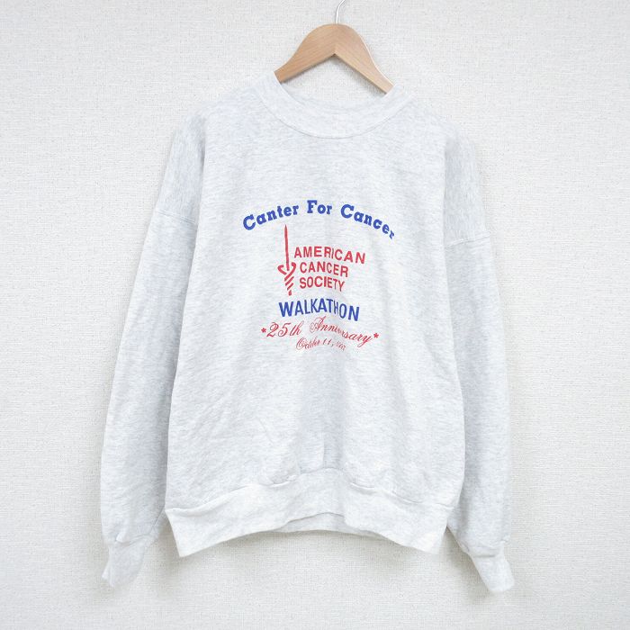 XL★古着 ヘインズ Hanes 長袖 スウェット メンズ 90年代 90s WALKATHON 大きいサイズ クルーネック USA製 薄グレー 霜降り 25feb27 中古 スエット トレーナー トップス