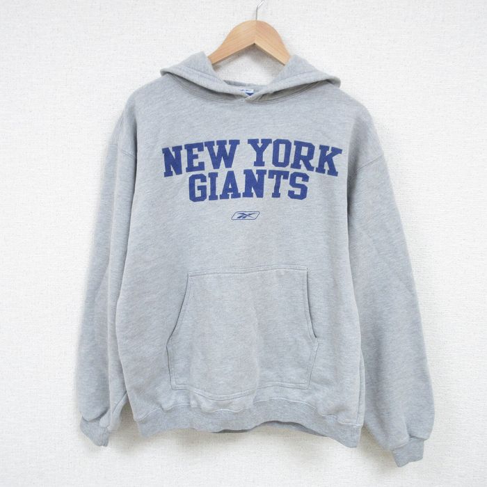 XL★古着 リーボック REEBOK 長袖 スウェット パーカー メンズ 00年代 00s NFL ニューヨークジャイアンツ グレー 霜降り アメフト スーパーボウル 25feb27 中古 スエット トレーナー トップス